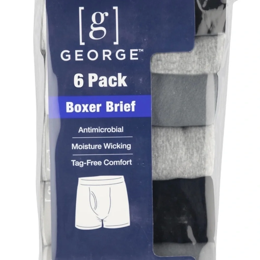 George Men's Regular Leg Boxer Briefs, 6-Pack